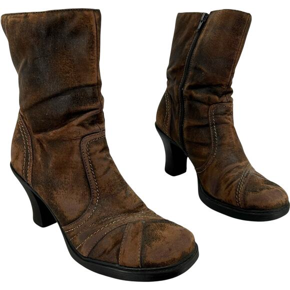 Vintage y2k Women's sz 8.5 Mudd Tahara Brown Chunky Heeled Zip Up Platform Boots - Picture 1 of 9